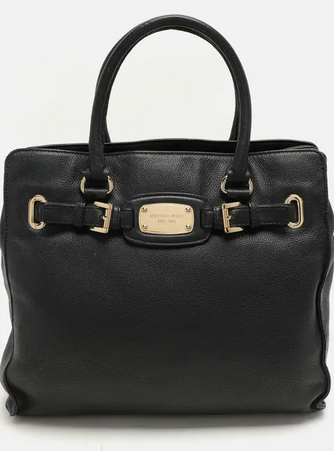 Michael Kors Hamilton North South Large Black Leather Tote Bag