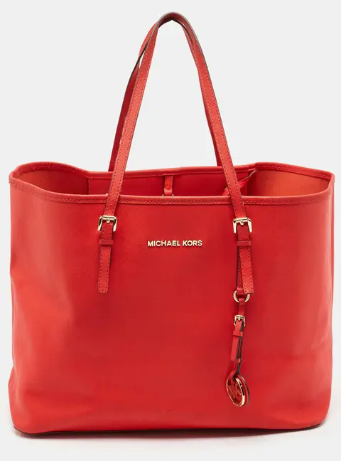 Michael Kors Jet Set Travel Red Leather Tote Bag