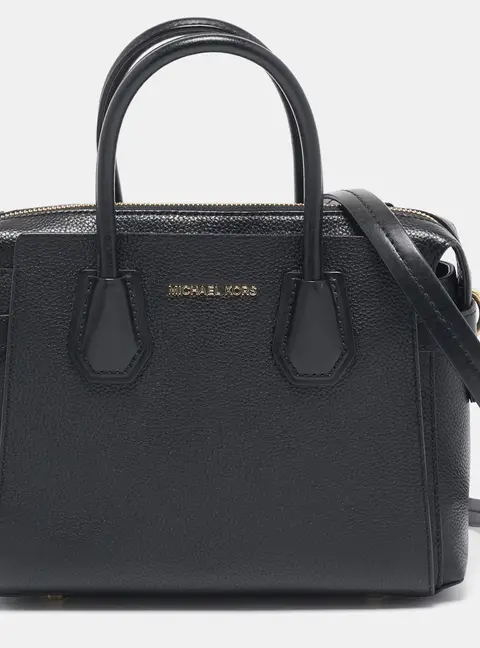 Michael Kors Black Leather Small Belted Mercer Satchel