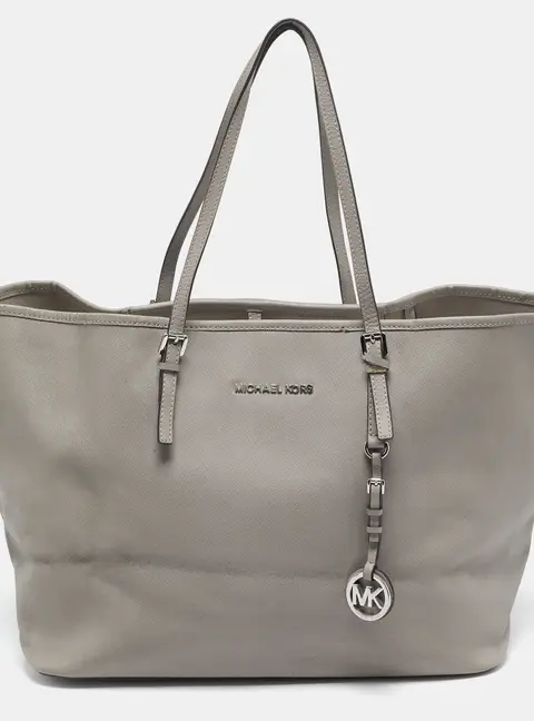 Michael Kors Jet Set Large Grey Faux Leather Shopper Tote