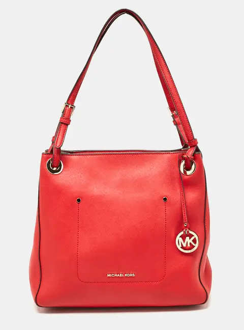 Michael Kors Red Leather Medium Walsh Tote