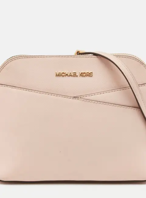 Michael Kors Light Pink Leather Jet Set Travel Dome Crossbody Bag