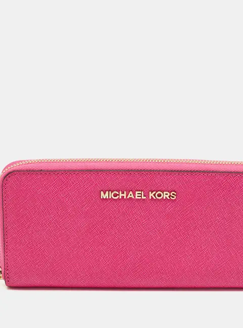 Michael Kors Fuchsia Leather Jet Set Zip Around Wallet