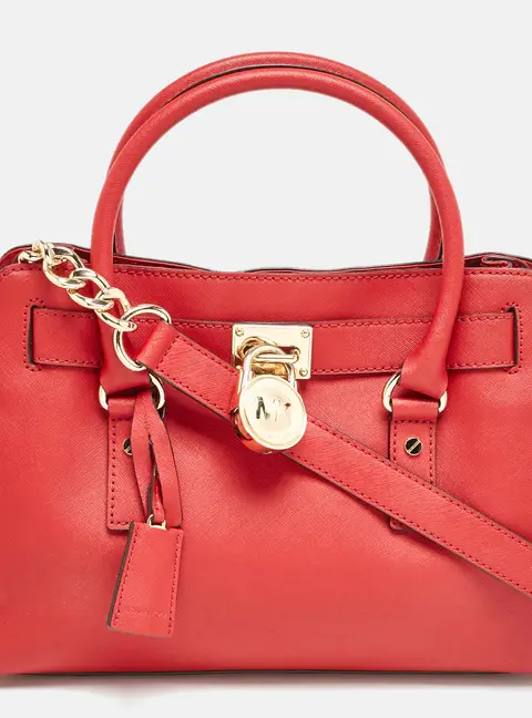 Michael Kors Hamilton North South Red Leather Tote Bag