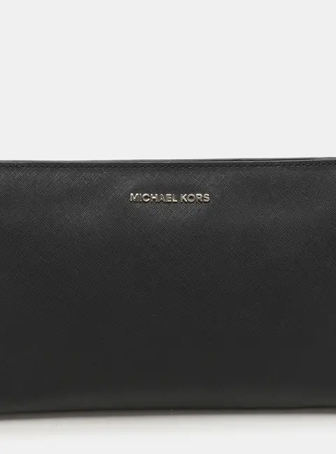 Michael Kors Black Leather Large Jet Set Travel Crossbody Bag