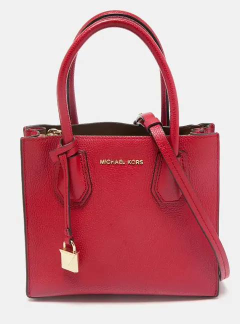 Michael Kors Mercer Red Leather Tote Bag