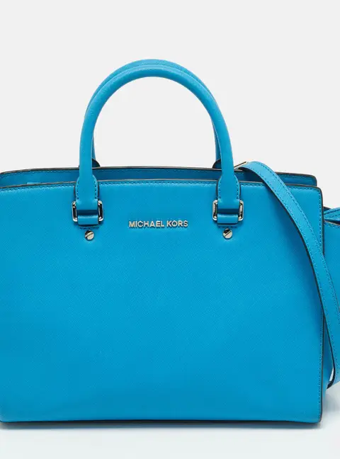 Michael Kors Light Blue Leather Large Selma Tote