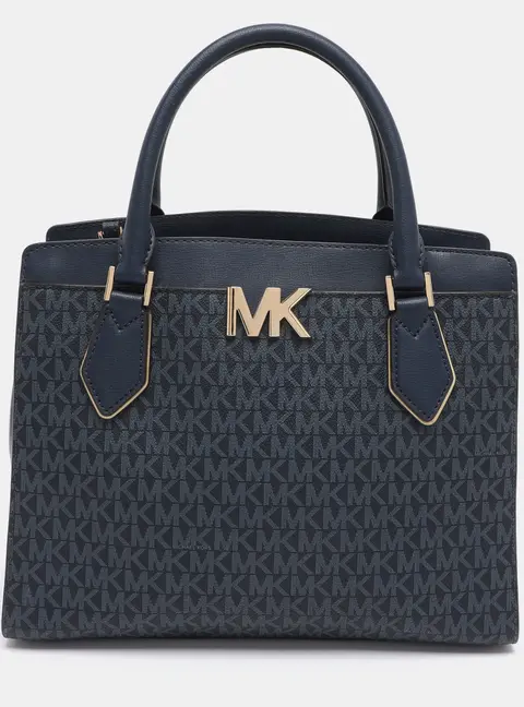 Michael Kors Mott Blue Coated Canvas and Leather Tote Bag