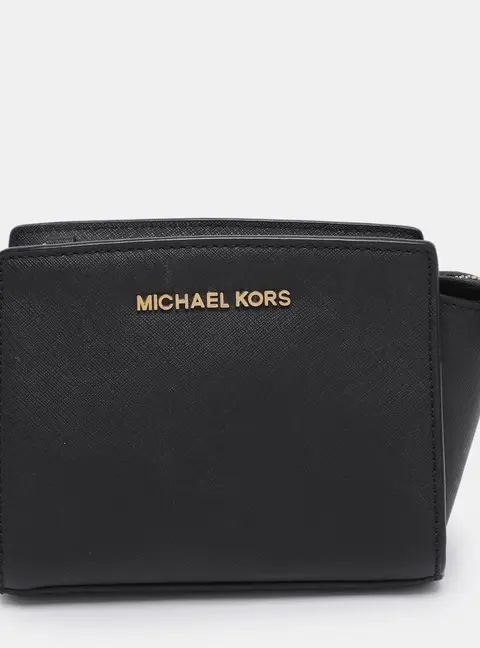 Michael Kors Black Leather Mini Selma Crossbody Bag