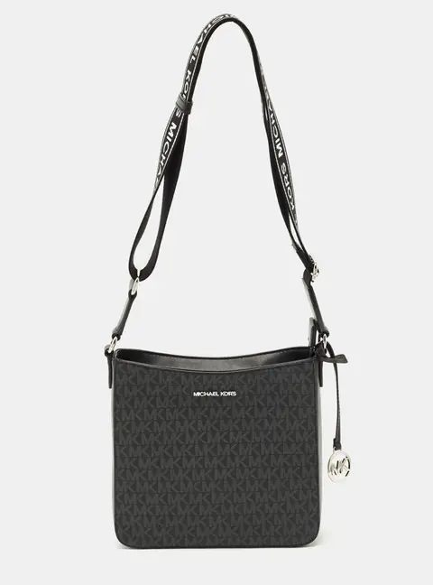 Michael Kors Jet Set Medium Black Coated Canvas and Leather Messengers