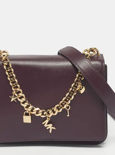 Michael Kors Purple Leather Mott Charm Swag Shoulder Bag