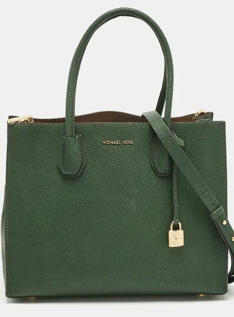 Michael Kors Mercer Green Leather Tote Bag