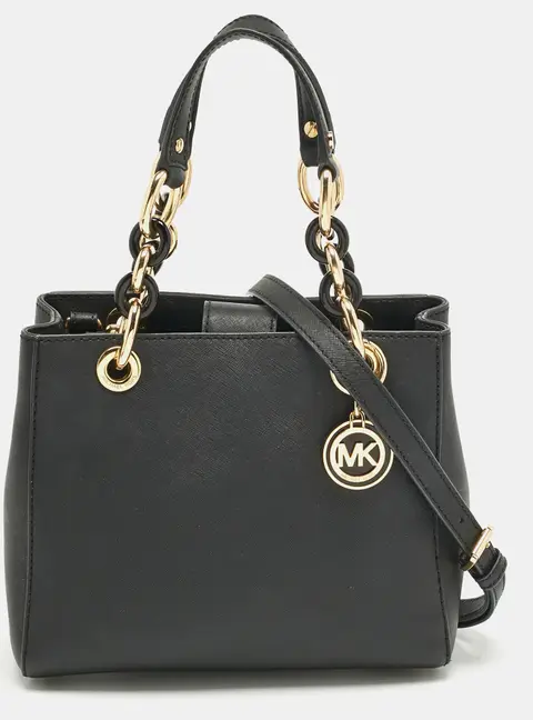 Michael Kors Cynthia Black Leather Tote Bag