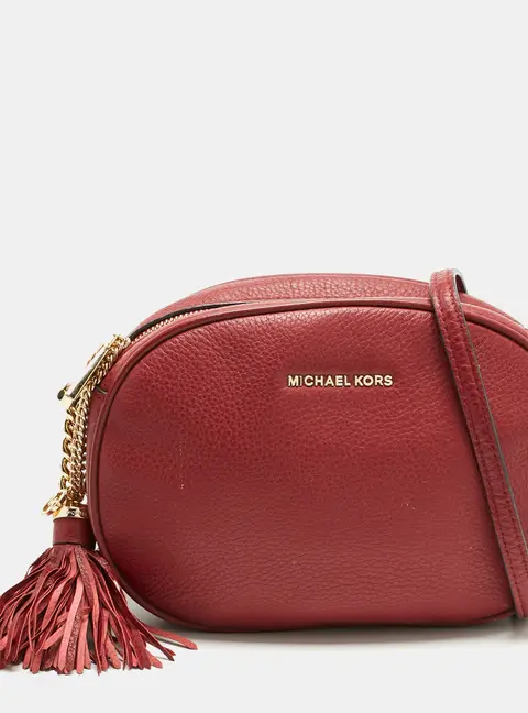 Michael Kors Red Leather Ginny Crossbody Bag