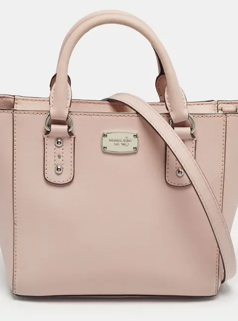 Michael Kors Light Pink Leather Top Zip Tote