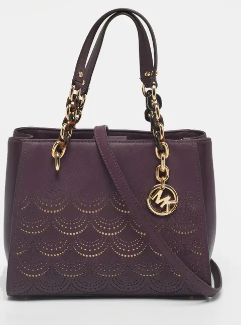 Michael Kors Purple Lasercut Leather North South Sofia Tote