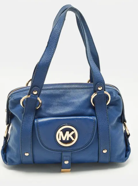 Michael Kors Fulton Blue Leather Satchel
