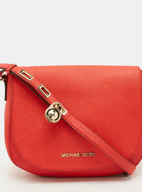 Michael Kors Hamilton Flap Red Leather Messenger Bag