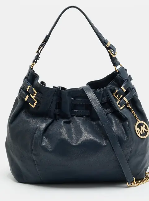 Michael Kors Edie Navy Blue Leather Hobo