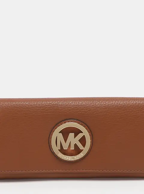 Michael Kors Fulton Brown Leather Flap Continental Wallet