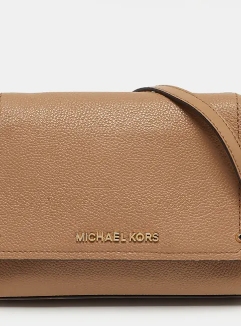 Michael Kors Hayes Small Brown Leather Chain Clutch