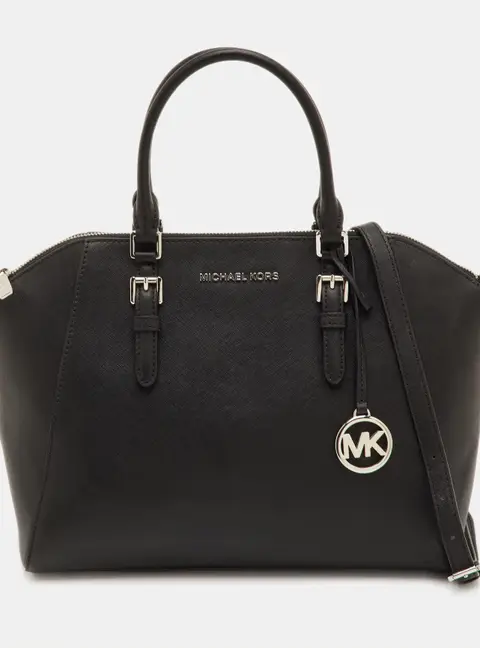 Michael Kors Ciara Black Leather Satchel