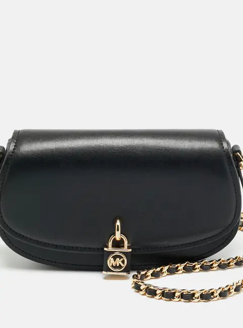 Michael Kors Mila Black Leather Shoulder Bag
