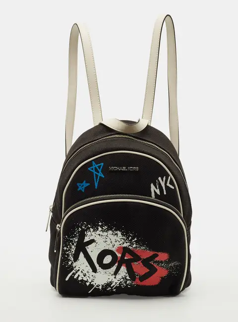 Michael Kors Abbey Small Black/White Canvas Graffiti Backpack
