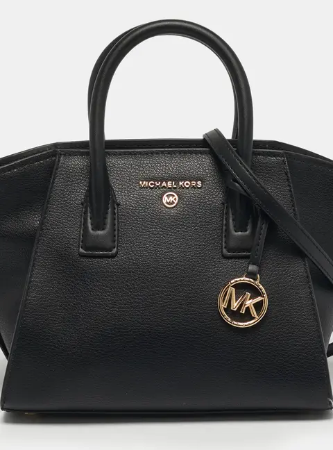 Michael Kors Avril Small Black Leather Satchel