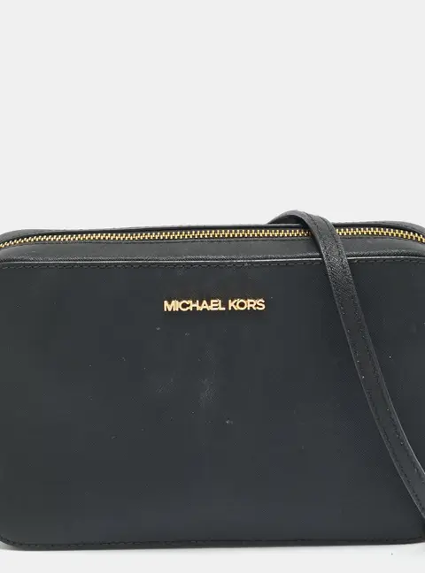 Michael Kors Jet Set Black Saffiano Leather Crossbody Bag