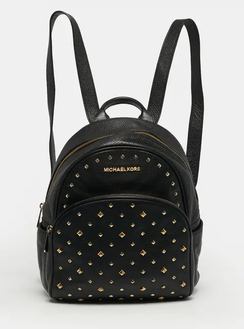 Michael Kors Studded Abbey Black Leather Backpack