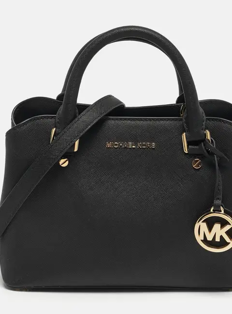 Michael Kors Savannah Black Leather Satchel