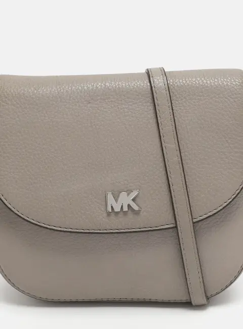 Michael Kors Mott Grey Leather Crossbody Bag