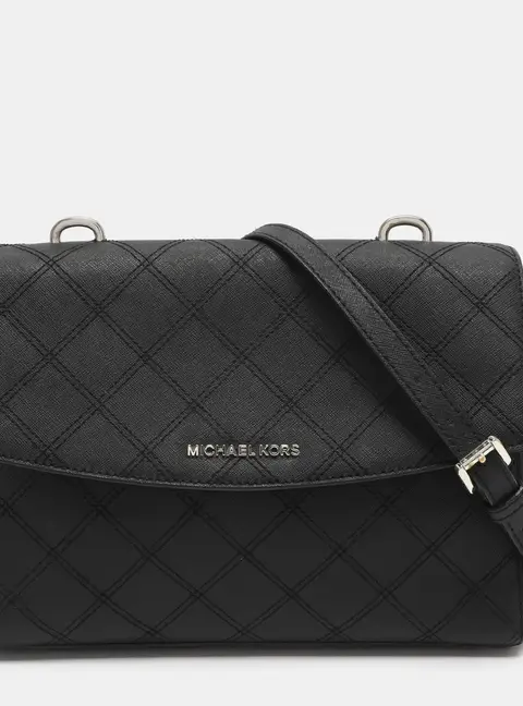 Michael Kors Ava Medium Black Saffiano Leather Top Handle Bag
