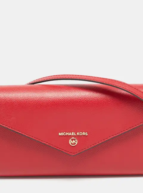 Michael Kors Envelope Red Leather Crossbody Bag