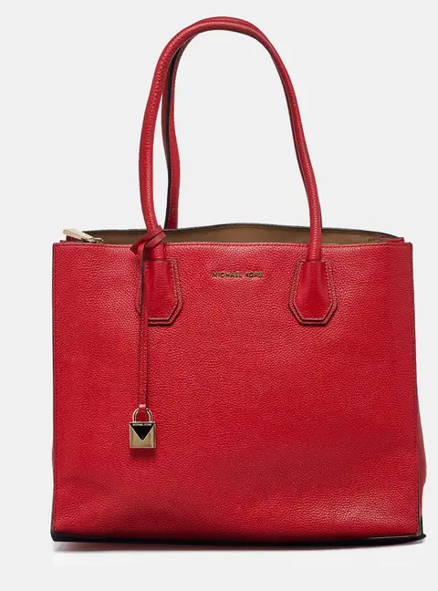 Michael Kors Mercer Red Leather Tote
