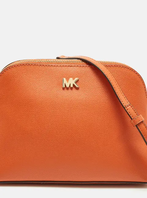 Michael Kors Dome Orange Leather Crossbody Bag