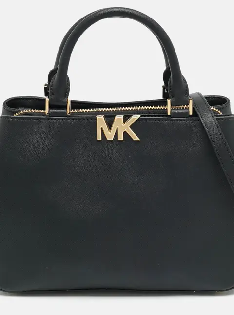 Michael Kors Florence Medium Black Saffiano Leather Satchel
