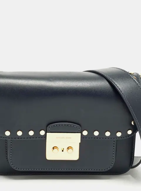 Michael Kors Sloan Editor Navy Blue Leather Shoulder Bag