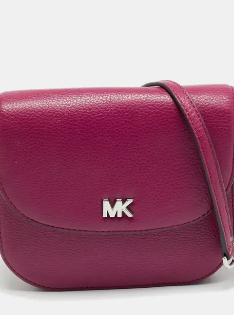 Michael Kors Mott Magenta Leather Crossbody Bag