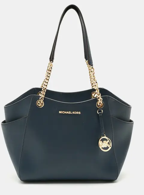 Michael Kors Jet Set Chain Navy Blue Leather Bag