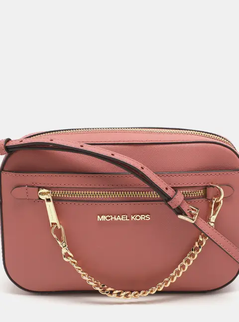 Michael Kors Jet Set Pink Leather Crossbody Bag