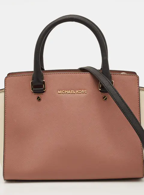Michael Kors Selma Medium Tri Color Leather Satchel