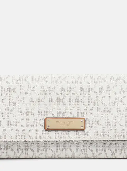 Michael Kors Logo White Signature Coated Canvas Trifold Wallet