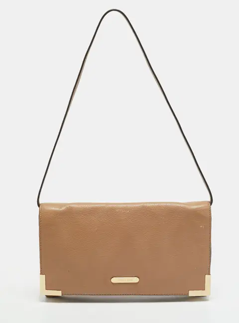 Michael Kors Frame Flap Beige Leather Shoulder Bag