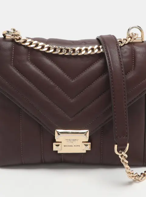 Michael Kors Whitney Burgundy Quilted Leather Shoulder Bag