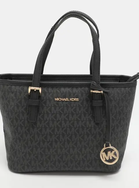 Michael Kors Jet Set Travel XS Black Signature Coated Canvas Tote