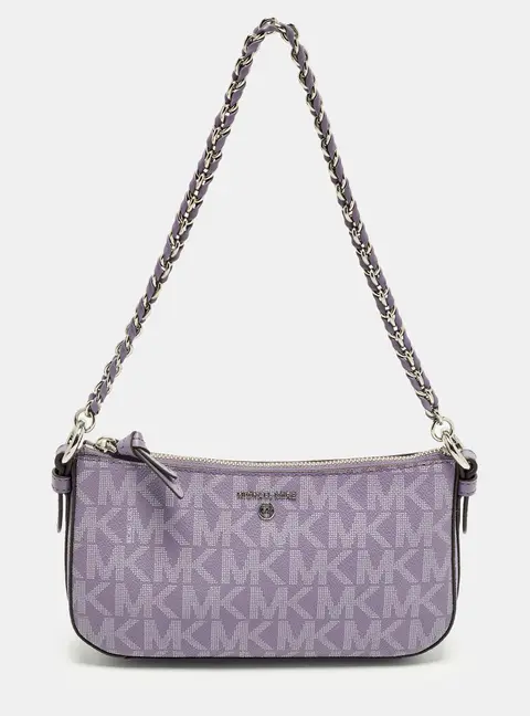 Michael Kors Jet Set Charm Lavender Signature Coated Canvas and Leather Shoulder Bag