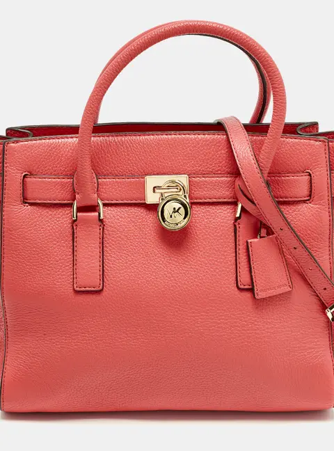 MICHAEL Michael Kors Hamilton East/West Coral Pink Leather Tote