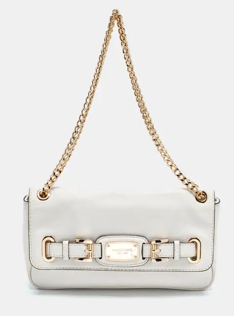 Michael Kors Hamilton Flap White Leather Shoulder Bag